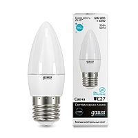 Лампа светодиодная Gauss Elementary С37 Свеча E27 220В 8Вт 540Лм 4100К 37х98мм фото Лампа светодиодная Gauss Elementary С37 Свеча E27 220В 8Вт 540Лм 4100К 37х98мм картинка